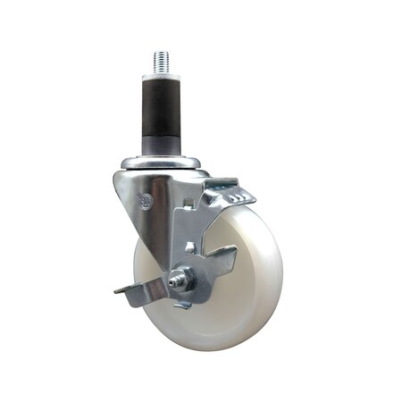 Service Caster 4'' SS Nylon Swivel 1-1/4'' Expanding Stem Caster with Brake SCC-SSEX20S414-NYS-TLB-114